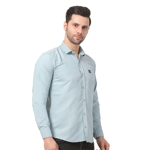 Elegant Sky Blue Formal-Casual Shirt for Men - Image 3